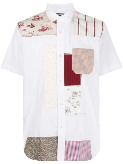 Junya Watanabe Patchwork Cotton Poplin Jacquard Shirt In White