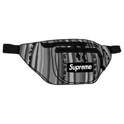 Pre-owned Woven Stripe Waist Bag Black