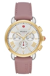 Michele Sport Sail 18k Goldplated & Silicone Strap Chronograph Watch In Pink