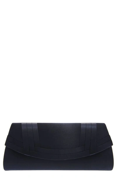 Nina Avis Pleated Classic Clutch In Navy Noble Satin