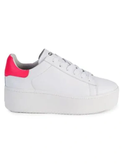 Ash Cult Leather Platform Sneakers In White Pink