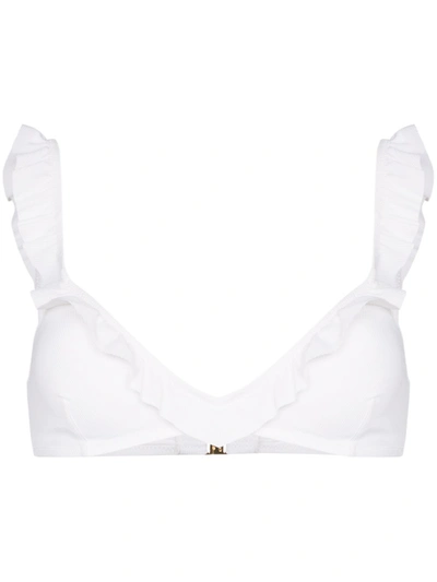 Melissa Odabash New York Ruffle-trimmed Ribbed Bikini Top In White