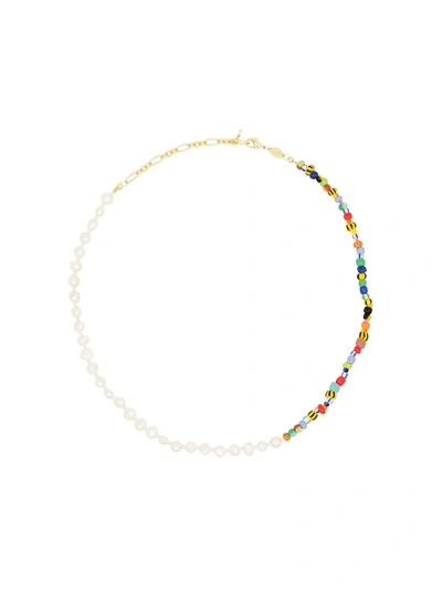 Anni Lu Alaia 18kt Gold-plated Pearl Rainbo Necklace In Blue