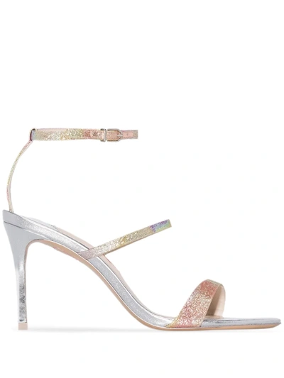 Sophia Webster Rosalind Glittered Mirrored-leather Sandals In Silver