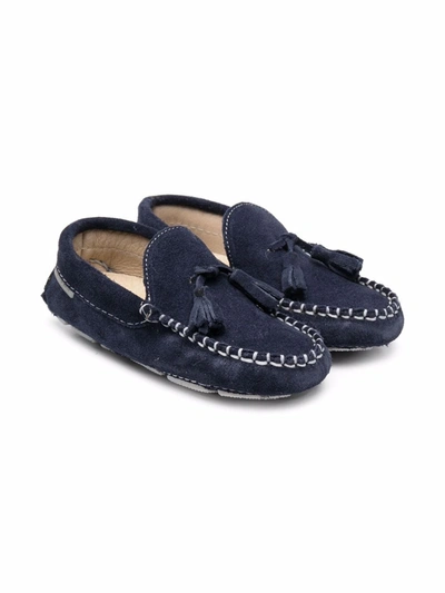 Babywalker Kids' Suede Tassel-detail Loafers In Blue