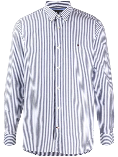 Tommy Hilfiger Long Sleeve Stripe Print Shirt In Blue