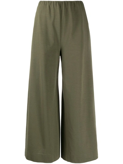 Harris Wharf London High-rise Wide-leg Seersucker Trousers In Green