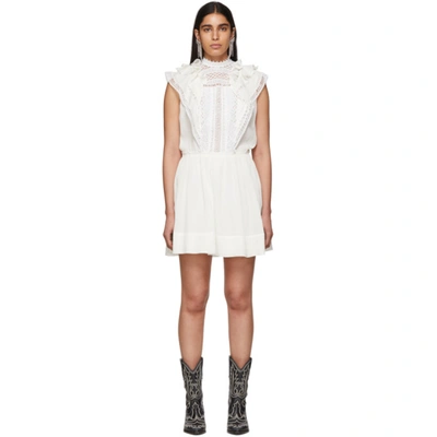 Isabel Marant White Cotton-silk Blend Mini Dress In White