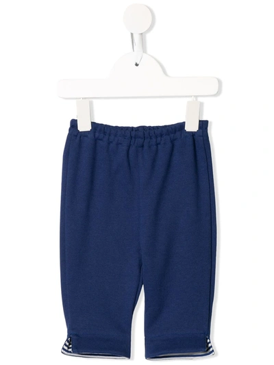 Familiar Babies' Striped-detail Embroidered Leggings In Blue