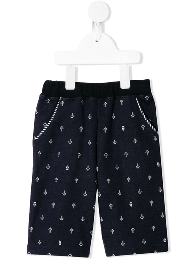 Familiar Kids' Anchor-pattern Causal Trousers In Blue