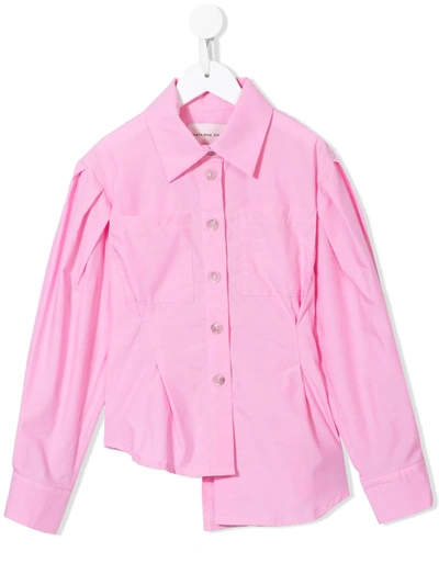 Natasha Zinko Teen Asymmetric Cotton Shirt In Pink