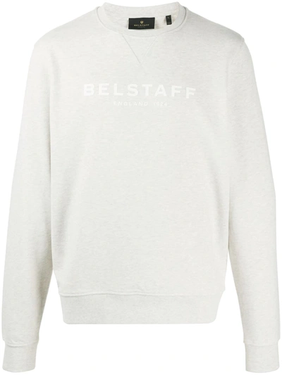 Belstaff Crew Neck Printed Logo Sweater In Neutrals