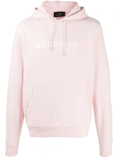 Belstaff Long Sleeve Logo Print Hoodie In Pink