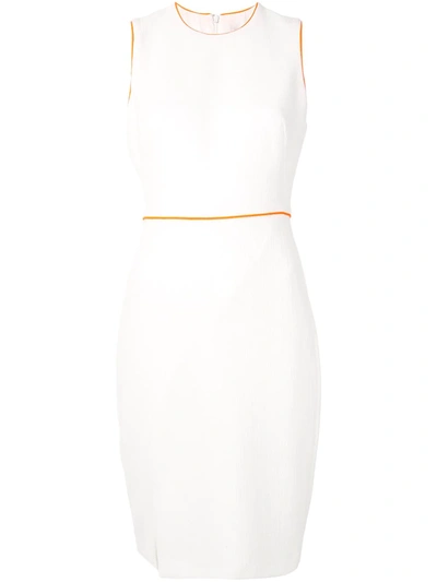Black Halo Contrast-trim Fitted Dress In White