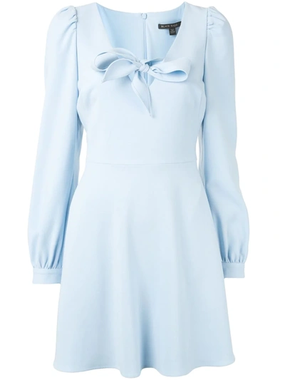 Black Halo Tie-neck Flared Mini Dress In Blue