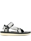 Suicoke Hook And Loop Straps Sandals In Grey