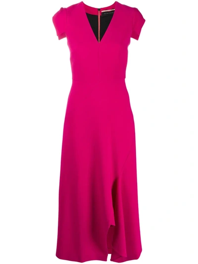 Roland Mouret Short Sleeve Midi Dress In Pink