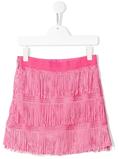 Alberta Ferretti Kids' Fringe Detail Skirt In Pink