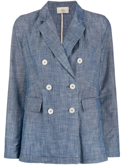 Altea Double Breasted Denim Blazer In Blue