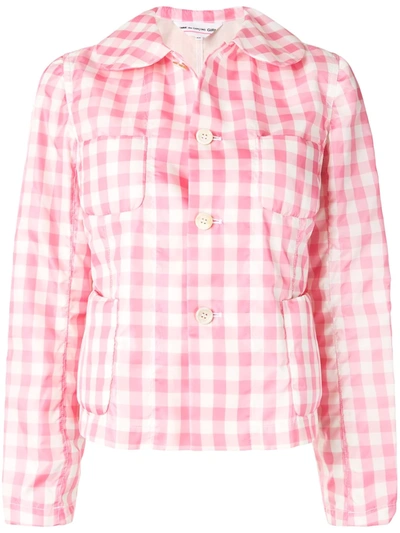 Comme Des Garcons Girl Gingham Checked Fitted Jacket In Pink