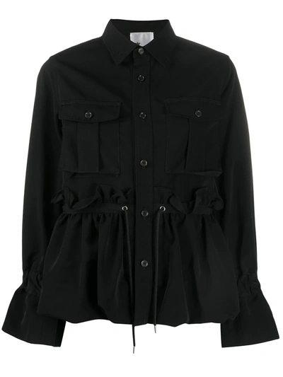 Comme Des Garçons Buttoned Drawstring-waist Jacket In Black