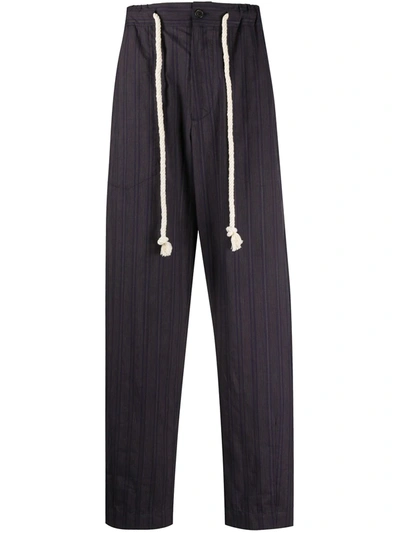 Ann Demeulemeester Striped Tie-waist Trousers In Blue