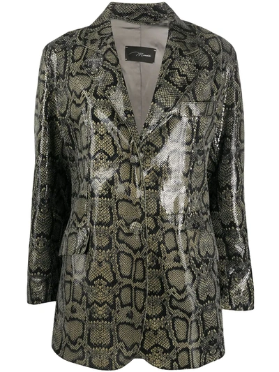 Manokhi Python-print Leather Jacket In Neutrals