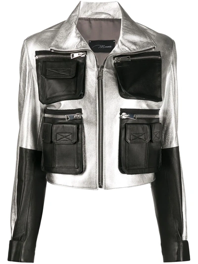 Manokhi Faira Leather Jacket In Silver