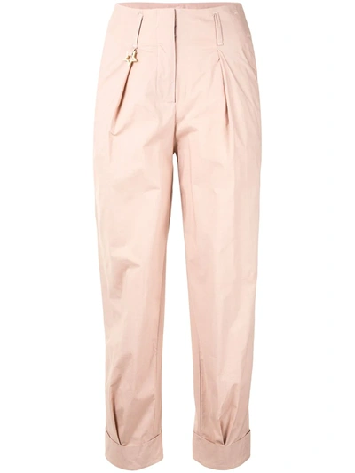 Lorena Antoniazzi Tapered Turn-up Trousers In Pink