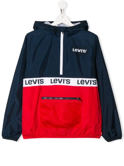 Levi's Teen Logo-print Colour Block Jacket In Blue