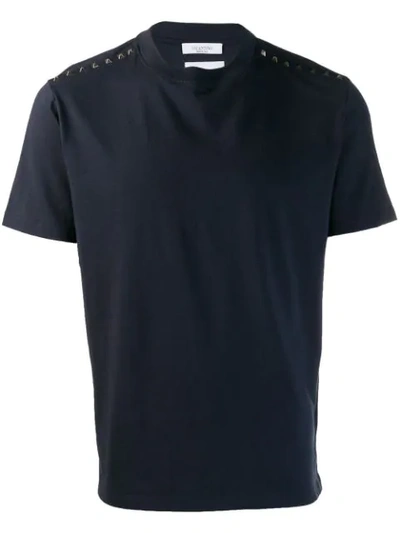Valentino Rockstud-embellished T-shirt In Blue