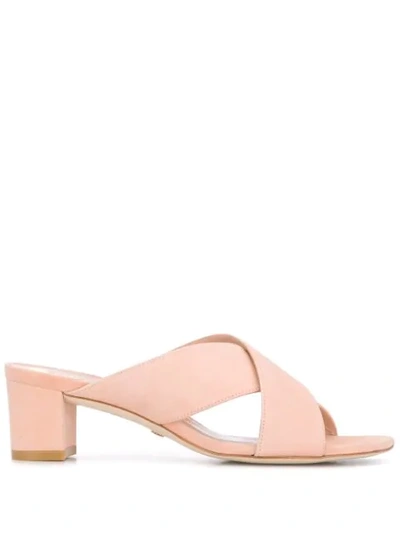 Stuart Weitzman Wide Strap Suede Sandals In Pink