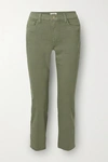 L Agence Sada Cropped High-rise Slim-leg Jeans In Green