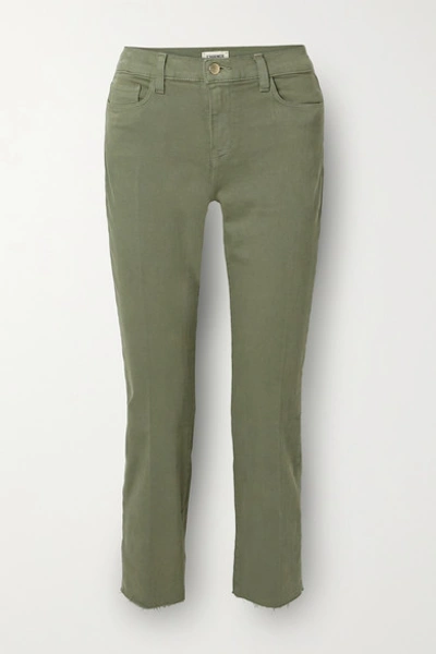 L Agence Sada Cropped High-rise Slim-leg Jeans In Green