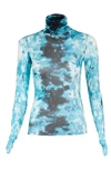 Afrm Zadie Semi Sheer Turtleneck In Aqua Tie Dye