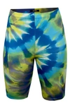 Afrm Khloe Tie Dye Bike Shorts In Yellow Spiral Tie Dye