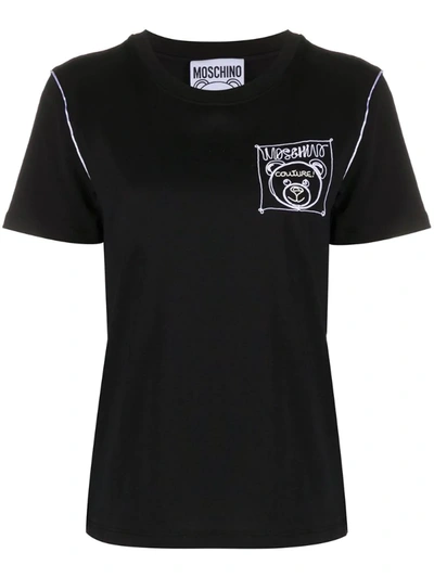 Moschino T-shirt Mit Logo-stickerei In Black