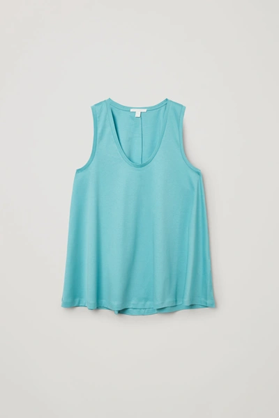 Cos Cotton Fluid Vest In Turquoise