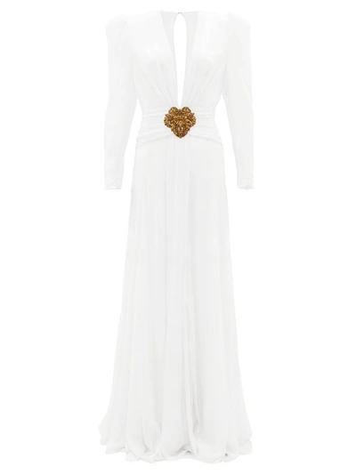 Dundas Plunge-neckline Silk-crepe Gown In White