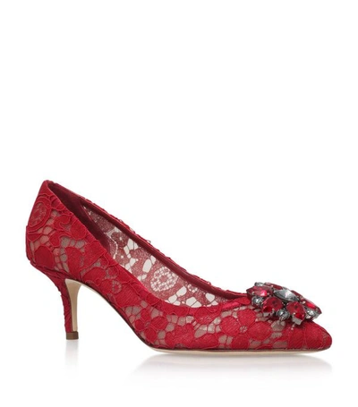 Dolce & Gabbana Embellished Lace Rosa Pumps 60 In Rosso