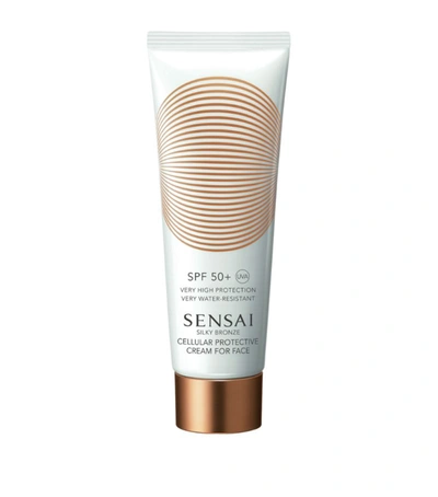 Sensai Silky Bronze Cellular Protective Cream For Face Spf 50+ (50ml) In White