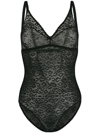 Stella Mccartney Ruby Roaring Paneled Stretch-lace Bodysuit In Black