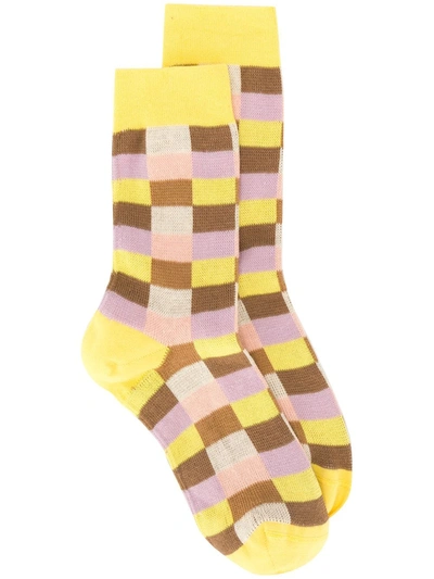 Miu Miu Socken Mit Karomuster In Yellow