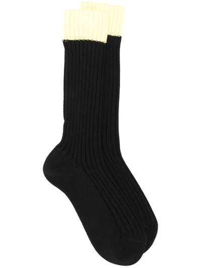 Prada Contrasting Detail Socks In Black