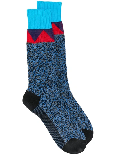 Prada Intarsia Mid-calf Socks In Blue