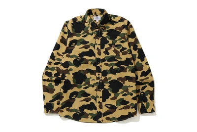 Pre-owned Bape 1st Camo Bd L/s Shirt Yellow