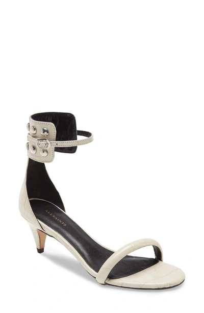 Allsaints Evie Ankle Strap Sandal In Off White Leather