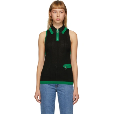 Telfar Black Sleeveless Raglan Polo