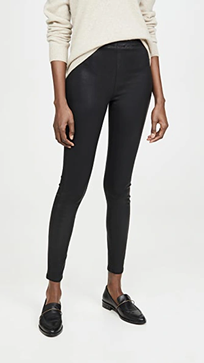 L Agence Rochelle High-rise Pull-on Coated Jeans In Blue-drk