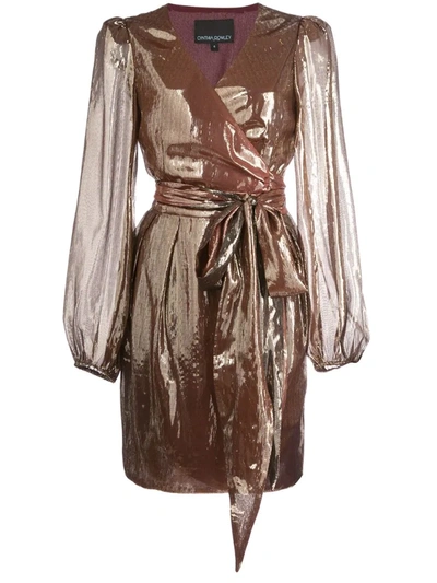 Cynthia Rowley Rocky Lame Wrap Dress In Gold